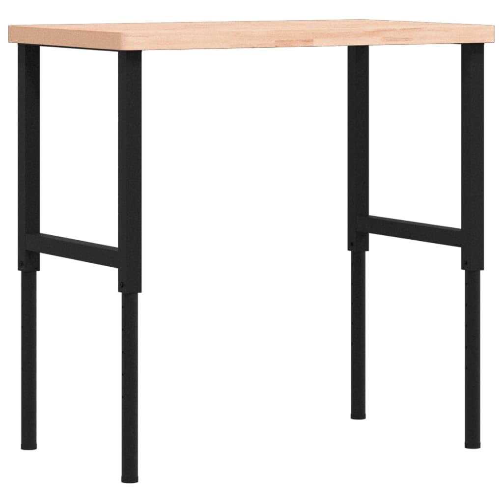 Banco da lavoro in legno massello di faggio rettangolare, 100 x 60 x (73-99,5 cm), stabile tavolo da lavoro con struttura in metallo verniciato a polvere, grande piano di lavoro per accessori per