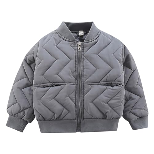 Boys' Stand Up Collar Irregular Stripe Print Solid Color Long Sleeve Zipper Cotton Jacket With Heritage Nylon