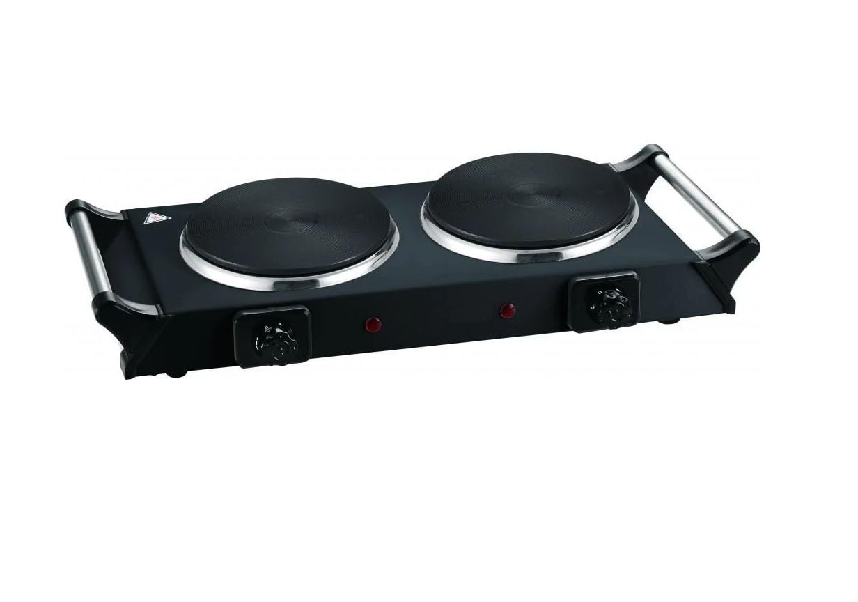 Hometronix 2500w Portable Electric Cooker Double Hob Hot Plate Table Top Black