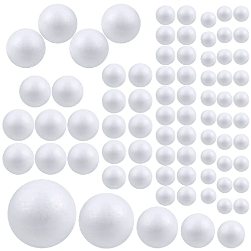 Snapklik.com : Pllieay 72 Pieces 5 Sizes White Foam Balls Polystyrene ...