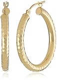 Amazon Collection 14k Yellow Gold Bright-Cut Hoop Earrings