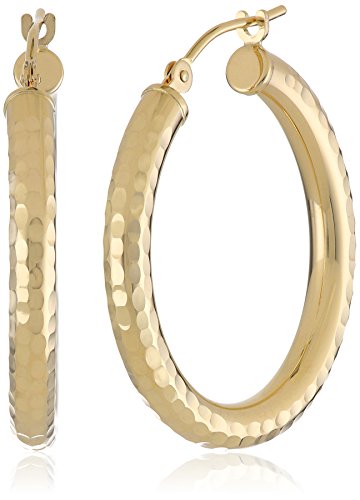 Amazon Collection 14k Yellow Gold Bright-Cut Hoop Earrings