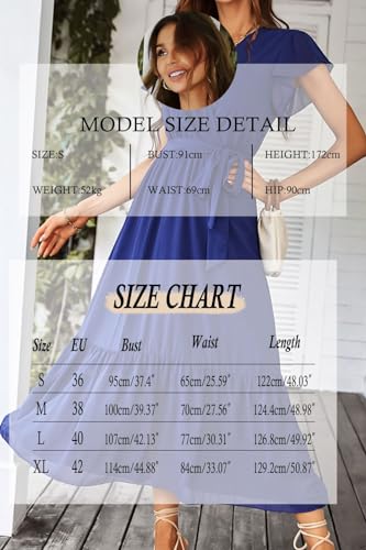 Robe d'été longue fluide bleue à motif floral bohème chic taille S - 7