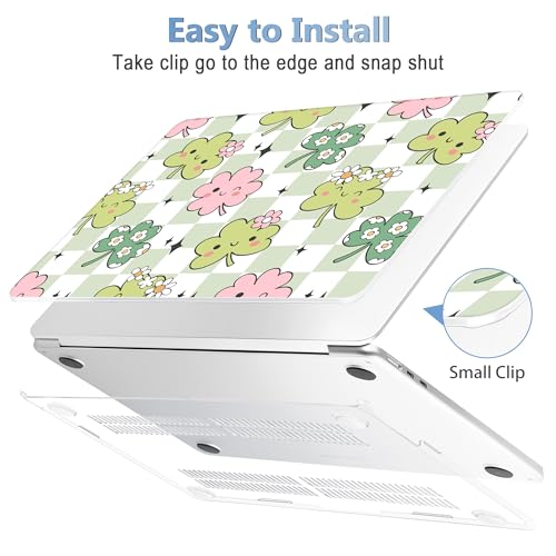 Image of Mektron Case for 2026 MacBook Air 13-inch M5 Laptop A3449 with 13.6-inch Liquid Retina Display, 2025 2024 2022 M4 /M3 /M2 MacBook Air 13 inch Hard Shell Cover, Fit Model A3240 A3113 A2681, Lucky Clovers