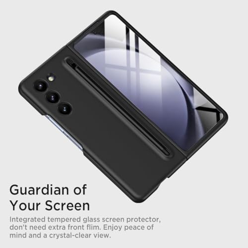 Image of TechTrendz Polycarbonate Ultra Slim Premium Case for Samsung Galaxy Z Fold 5 with Built in Compact S Pen Holder and Storage Slot (Black)