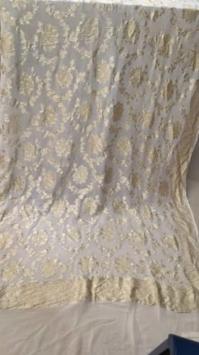 Étole georgette brodée zari métallique : l'accessoire fluide anti-froid pour robe