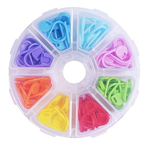 DNHCLL 104 Pieces Locking Stitch Markers Knitting Stitch Counter Multi-Colored Crochet Stitch Needle Clip with a Round Plastic Box,DIY Marking Buttons, Knitting Tools for Knitting Sweaters