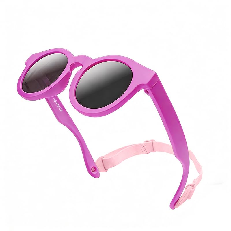 Occhiali da sole per bambini con cinturino regolabile, pieghevoli per occhiali da sole per neonati, protezione UV400 polarizzati e montatura in silicone resistente, per ragazze e ragazzi, età