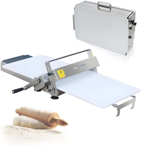 Compact Foldable Dough Sheeter & Manual Pasta Maker - Adjustable Thickness Rolling Machine for Home Baking, Small Kitchens, Dumplings, Pastries - 10 Settings, 40.5x22.8x9.8in