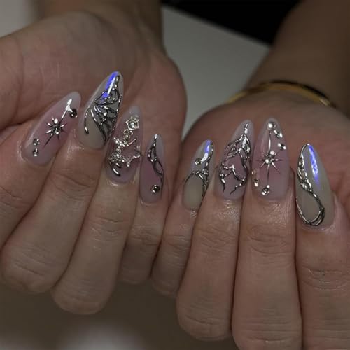 GlamRays 24 Pcs Press on Nails Short Almond Spring Nail Tips Acrylic Nail Kit 3D Rhinestone Alloy Nail Charms Nail Art Fake Nails Press ons French Tip Glue on Nails GlamRays 24 Pcs Press on Nails Short Almond Spring Nail Tips Acrylic Nail Kit 3D Rhinestone Alloy Nail Charms Nail Art Fake Nails Press ons French Tip Glue on Nails