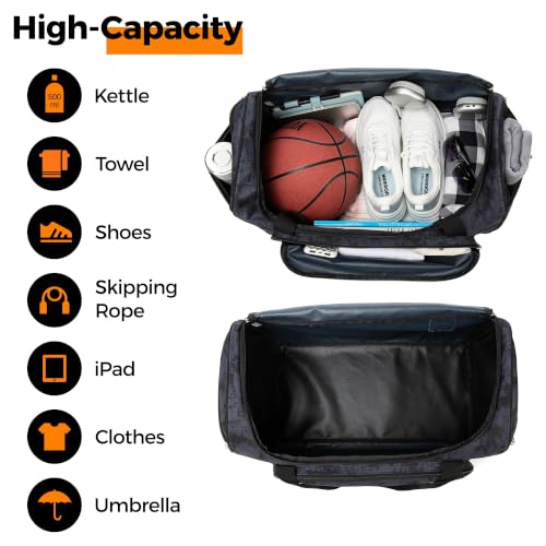 Image of Uarition Gym Bag for Men & Women - 50L Duffle Bag for Travel, Black Tie-Dye