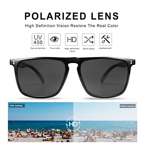 Image of VANLINKER Polarized Square Sunglasses for Men Women Dark Shades with UV Protection for Driving VL9748