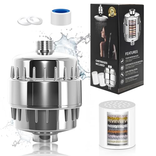 Venprodium Filtro Ducha 36 Etapas con Vitamina C, Filtro Agua Ducha con 2 Cartuchos para Agua Dura, Filtro Ducha Antical, Elimina Los Metales Pesados y Cloro, Shower Filter, Mejora la Piel