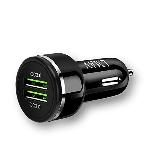 Fast USB Car Charger Adapter, 48W 6A Dual QC 3.0 Car Phone Charger Fast Charging Compatible with iPhone 12/11/X/8, Samsung Galaxy S20/Note 20, LG, Google Pixel 5/4/3, Tablet and More.