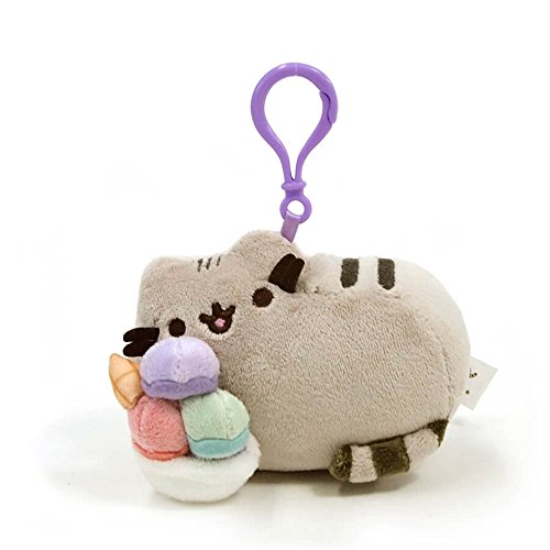 Gund Pusheen Snackable Sundae Cat Plush Stuffed Animal Backpack Clip, Gray, 5" #TOP1