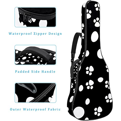 Housse de guitare en tissu Oxford imperméable avec bandoulière réglable Motif cercles et pattes Blanc - Les Beatles, Paul McCartney, John Lennon, RIngo Starr, George Harrison Housse de guitare en tissu Oxford imperméable avec bandoulière réglable Motif cercles et pattes Blanc – Image 5