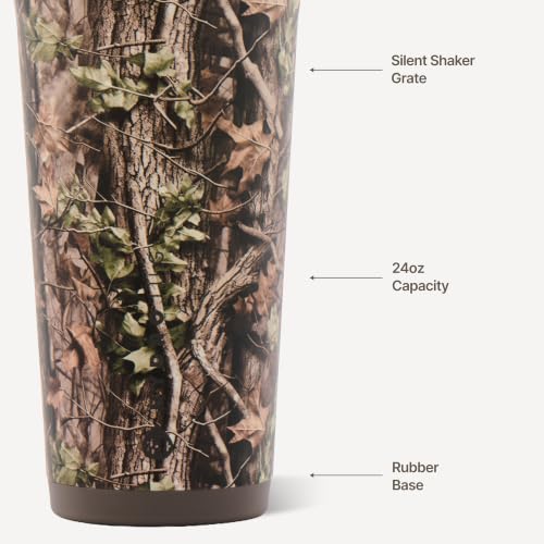 Image of HydroJug Insulated Protein Shaker Bottle 24 oz, Silent Mixing, Woodland | Leak-resistant, triple wall insulated, flip-top cap, antimicrobial Tritan lid, bucket handle, cup holder fit, dishwasher safe