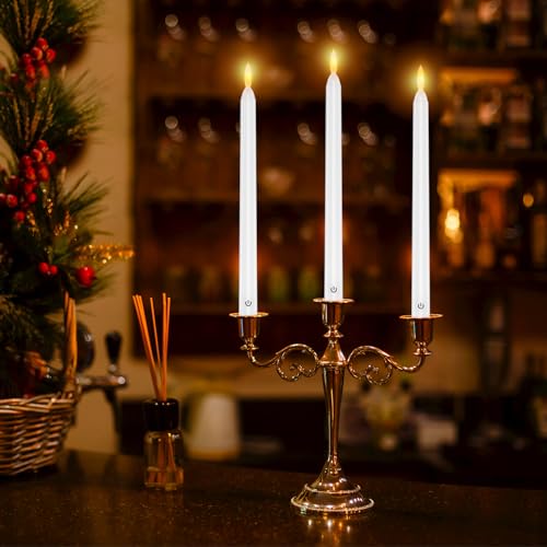 EXTSUD LED Taper Candles, 6 Flameless with Timer, Remote Control, Rechargeable, Flickering, 100H Working Time - Image 3