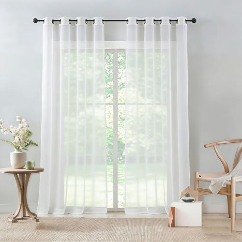 Cortinas blancas voile de 60 x 65 cm con ojal elegante para salón 2