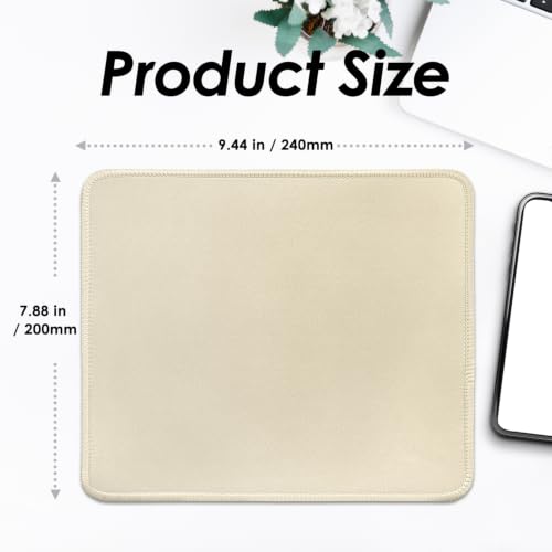 Image of FROGIGO Mouse Pad with Stitched Edges - Solid Color Mousepad for Women, 9.25 x 7.75 inch Washable Square Desk Pad, Non-Slip Rubber Base, Office Home Laptop Accessories - Warm Sand