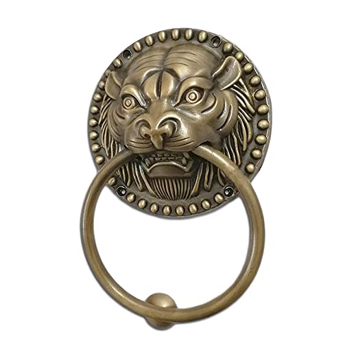 Heurtoir de porte en laiton tête de lion poignée décorative antique pour entrée