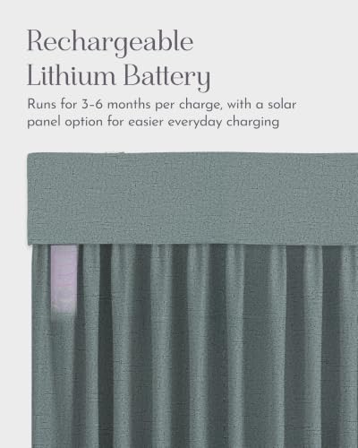 Image of Graywind Motorized Curtains with Track, 100% Blackout Smart Curtains, Rechargeable Curtains Compatible with Alexa & Remote Control for Large Windows, Custom Drapes Up to 220 inch, Trace (Denim)