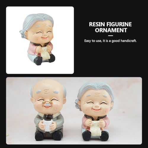 Beaupretty Car Interior Resin Figurine Elderly Couple Ornament, Resin Dashboard Decoration for Home and Garden Accent