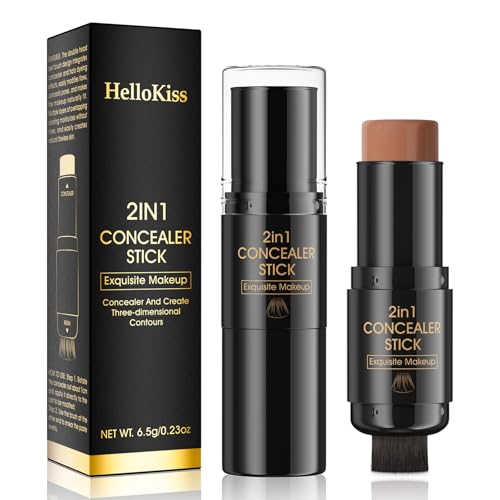2 en 1 Contour+Highlighter Stick - bronceador para el contorno facial, 24h resistente al agua y difuminable, vegano, no comedogénico, mate, tonos de piel universales (Moca, Talla única)
