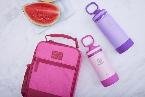 Image of Takeya Actives Kids Water Bottle 16 oz Stainless Steel Double Wall Insulation BPA-Free Leakproof Straw Lid Easy Carry Handle Reusable Ideal for Boys and Girls, School, Sports - Lilac / Ultra Violet