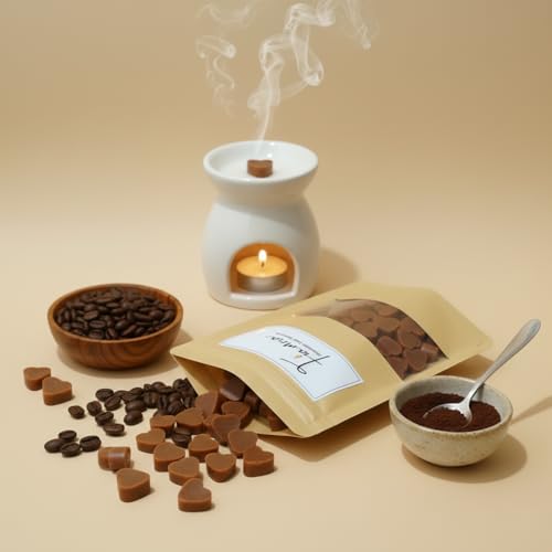 Image of Wax Melts | Organic Soy Wax | Essential Oil Infused | Heart Shape Aroma Cubes | Coffee Fragrance | Long-Lasting Home Freshener | Safe Smoke-Free Scent | 80 GMS