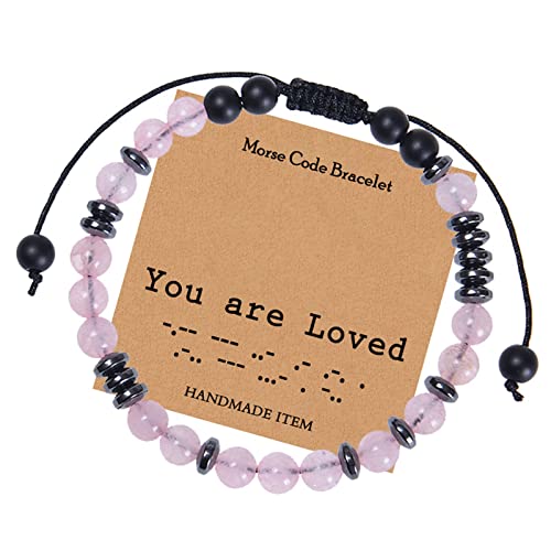 Bolitas para Pulseras, Pulsera Cicret Pulsera Codigo Morse Pulsera de Pareja de Musgo de 6 MM You Are Loved Longitud 17CM