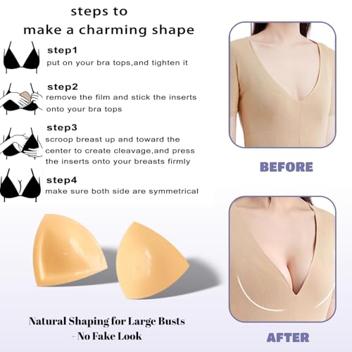 Image of DEPOVOR Double-Sided Adhesive Bra Inserts, Large Size Lightly Padded for D+ Cups, Reusable Lifting Enhancers for Large Busts