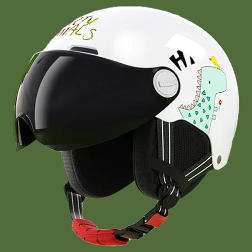 Motorrad-Halbhelm Für Kinder Im Alter Von 3–12 Jahren, Offener Motorradhelm Mit Visier Und Abnehmbarem Gehörschutz, DOT/ECE-Zertifizierter Leichter Motorradhelm C,48-52cm