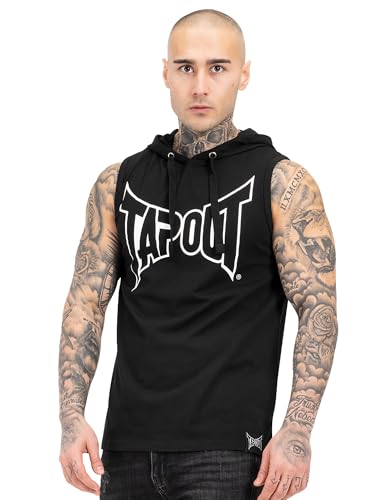 Tapout Herren ärmelloses T-Shirt mit Kapuze Normale Passform Alameda Hood Black/White XL
