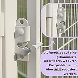 SunsGrove 8-teilig Welpenauslauf 80cm Hoch, Rutschfester Hundestall für drinnen mit 1 Türen, Anti-Rost Hundezaun, Automatische Verriegelung, Weiß