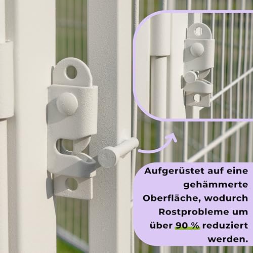 SunsGrove 8-teilig Welpenauslauf 80cm Hoch, Rutschfester Hundestall für drinnen mit 1 Türen, Anti-Rost Hundezaun, Automatische Verriegelung, Weiß