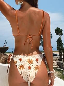 BIKINX Sexy Bikini Sets for Women Seashell Halter Tie Back Two Piece Swimsuit Color Block Triangle Bathing Suit