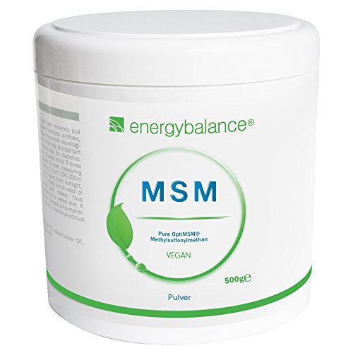 EnergyBalance OptiMSM polvere di MSM 500g | polvere pura 100% | Metilsulfonilmetano senza additivi e senza zucchero | Naturale e ad alto dosaggio | Qualità del marchio Svizzera