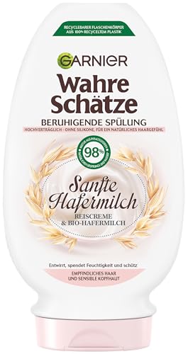 Garnier I veri tesori Balsamo lenitivo Latte d'avena delicato, districante e idrata, per capelli sensibili e cuoio capelluto, 200 ml