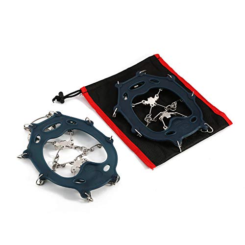 BlackUdragon 18 Teeth Non-Slip Snow Ice Crampons Shoes Chain Cleat For Winter Outdoor Activities Hiking Climbing Easy to Wear High-strength