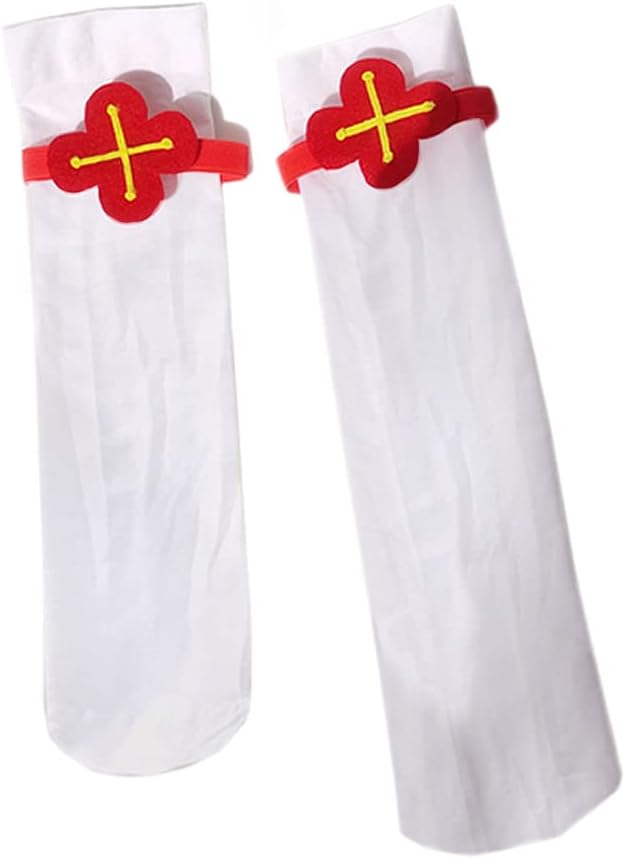 FHLONG HuTao Socks, Hutao Cosplay Game Gen-shin Im-pact HuTao Accessories White 32CM/40CM Cosplay