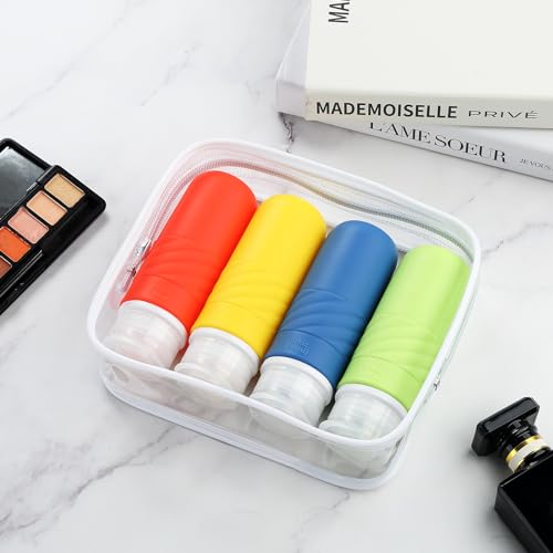 Gemice Travel Bottles for Toiletries, CAA Approved 90ml Silicone Travel Bottles, Leak Proof Squeezable Travel Size Containers, Travel Essentials for Lotion Soap Liquid Shampoo, BPA Free(4 Pack) - Image 4