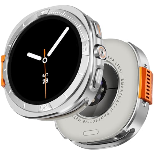 Coque métal Galaxy Watch 8 44mm antichoc avec protection arrière intégrale blanche