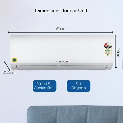 Image of Amstrad 1.5 Ton 3 Star GF2 Non-Inverter Split AC (100% Copper, Dust Filter, 2023 Model, AMS20GF2, White)