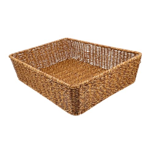 SOLUSTRE Imitation Rattan Woven Basket Large Capacity Storage Basket for Home Office