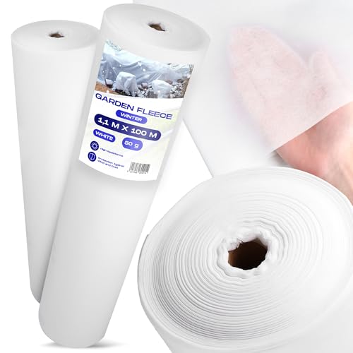 Instalguru Voile Hivernage Plante Exterieur Tissu Non Tissé Plantes Hiver 1,1 x 100m Blanc Gel Récoltes 50g Croissance UV Légumes Bâche Jardin Potager...