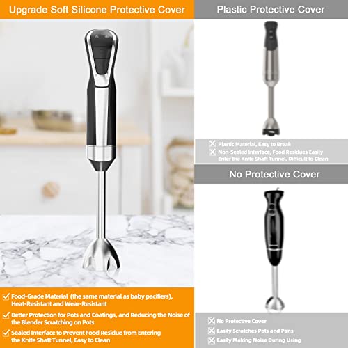 Immersion Blender 4 In 1 With Led Display 8 Speed Hand Blender ,Powerful 800W,Stainless Steel Blades ,With Whisk,600Ml Beaker And 500Ml Chopper,Storage Bracket (1.5M-Cable)Bpa Free #TOP5