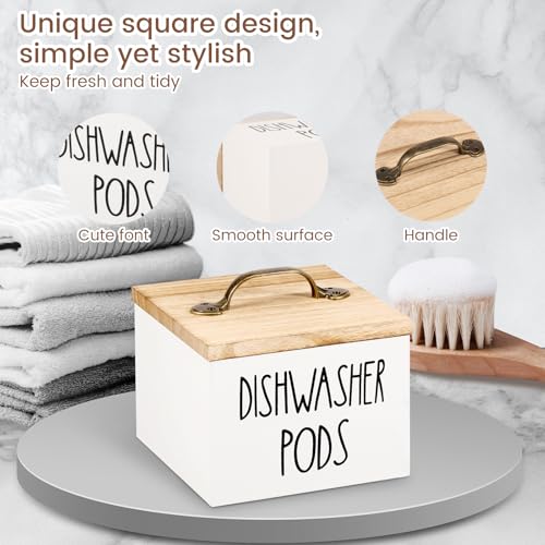 ZJRDYYK Dishwasher Pod Container with Lid, Laundry Detergent Pods Storage Container, Dryer Sheet Holder, Dishwasher Pod Storage Container, Detergent Pods Container for Laundry Room (White) - Thumbnail 4