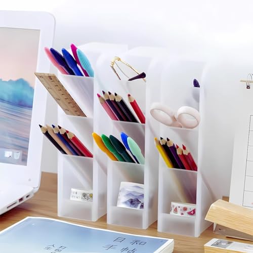 Organizador de Mesa Multiuso para Escritório ou Estudos com Divisórias na Diagonal para Canetinhas,