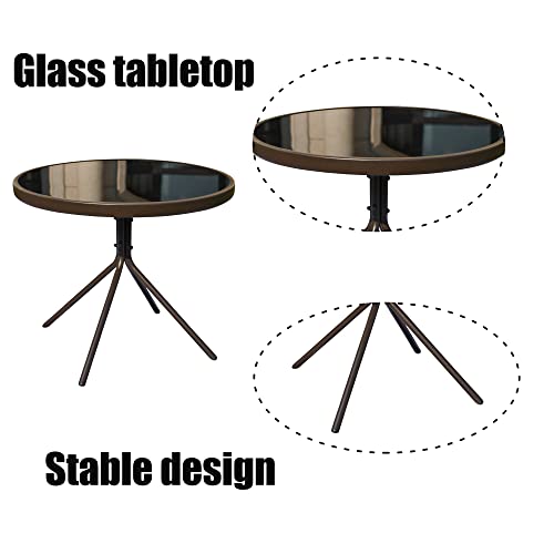 Lokatse Home 3 Pieces Outdoor Patio Chaise Lounges Chairs Set Adjustable With Folding Table, Dark Blue Cushions #TOP3